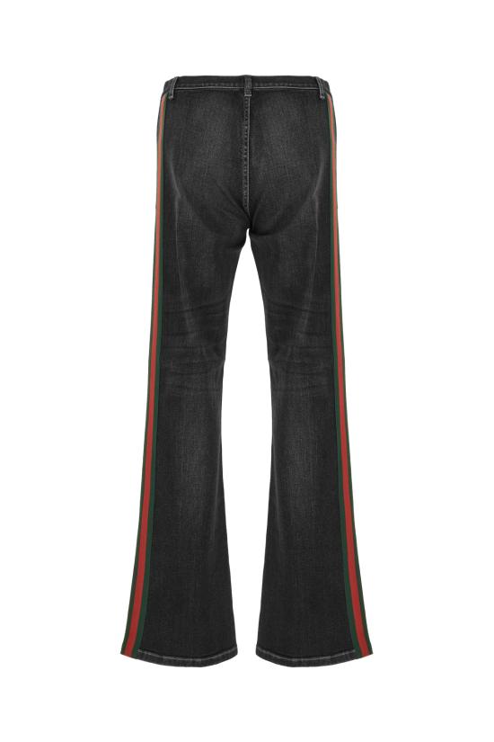 26FW 구찌 웹 디테일 코튼 데님 팬츠 875555XDDID 1000 Nero - GUCCI