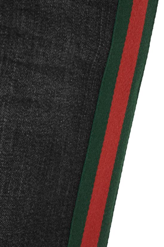 26FW 구찌 웹 디테일 코튼 데님 팬츠 875555XDDID 1000 Nero - GUCCI