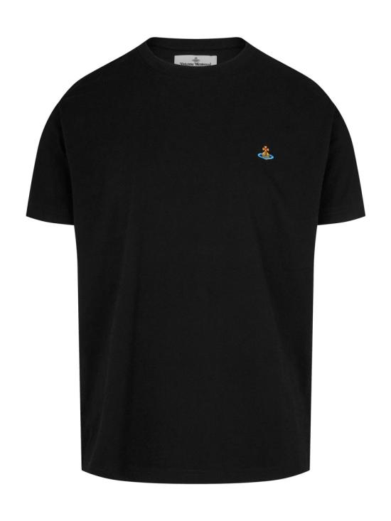 26SS 비비안웨스트우드 가먼트 다이드 로고 저지 반팔 티셔츠 3G010013 J001MN401 BLACK