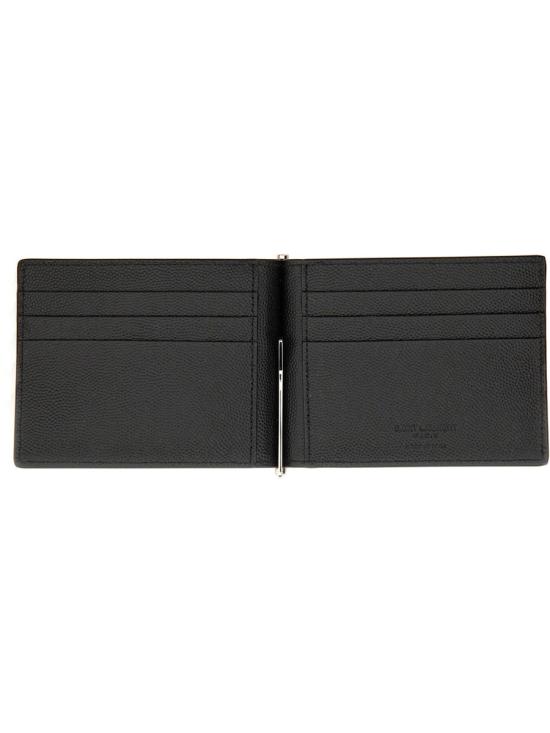 26SS 생로랑 그랑 드 뿌드르 엠보스드 레더 빌 클립 지갑 378005 BTY0N1000 BLACK - SAINT LAURENT