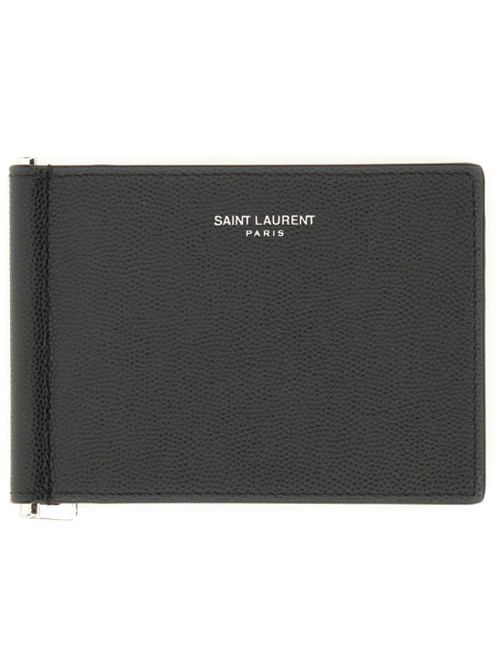 26SS 생로랑 그랑 드 뿌드르 엠보스드 레더 빌 클립 지갑 378005 BTY0N1000 BLACK - SAINT LAURENT