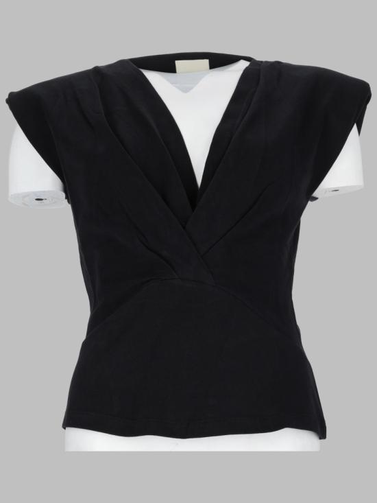 26FW 이자벨마랑 나드린 드레이프 코튼 저지 티셔츠 TS0341FA A1N41I01BK BLACK