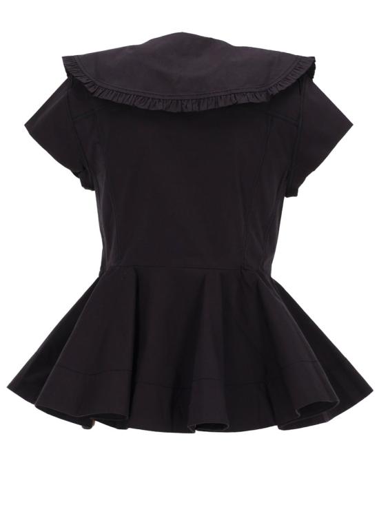 26SS 가니 쇼트 코튼 러플 셔츠 A1040093 099 BLACK - GANNI