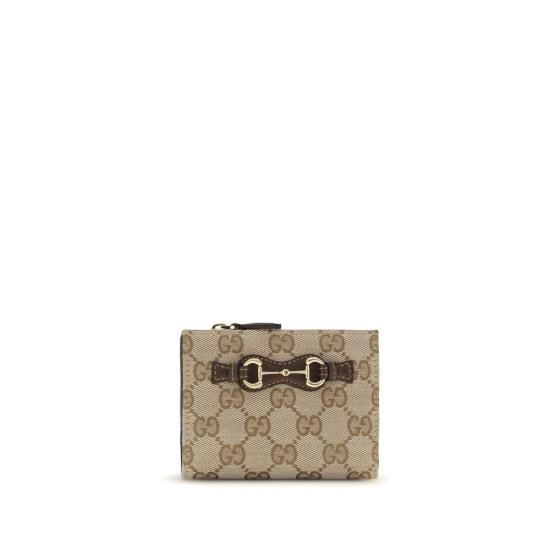26FW 구찌 홀스빗 코튼 컴팩트 지갑 GUA006YXFAGH89651BB BROWN