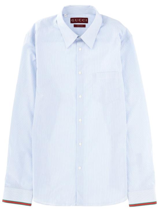 26SS 구찌 웹 디테일 스트라이프 코튼 셔츠 852707 ZAS5W4305 BLUE