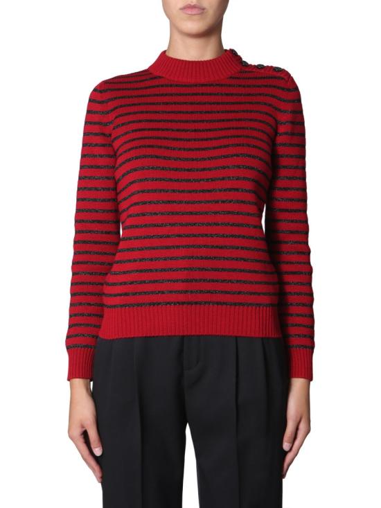  생로랑 스트라이프 니트 스웨터 589718 YAJG25125 RED - SAINT LAURENT