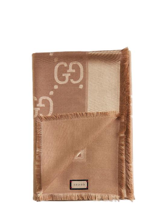 26FW 구찌 GG 자카드 실크 울 숄 6636713GC439800 CAMEL - GUCCI