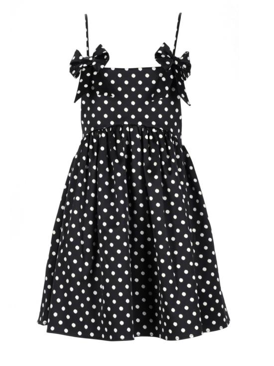 26SS 가니 폴카 도트 새틴 미니 드레스 A1030193 099 BLACK
