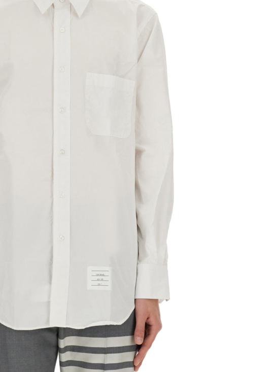  톰브라운 그로그랭 플래킷 솔리드 포플린 셔츠 MWL010E 03113100 WHITE - THOM BROWNE