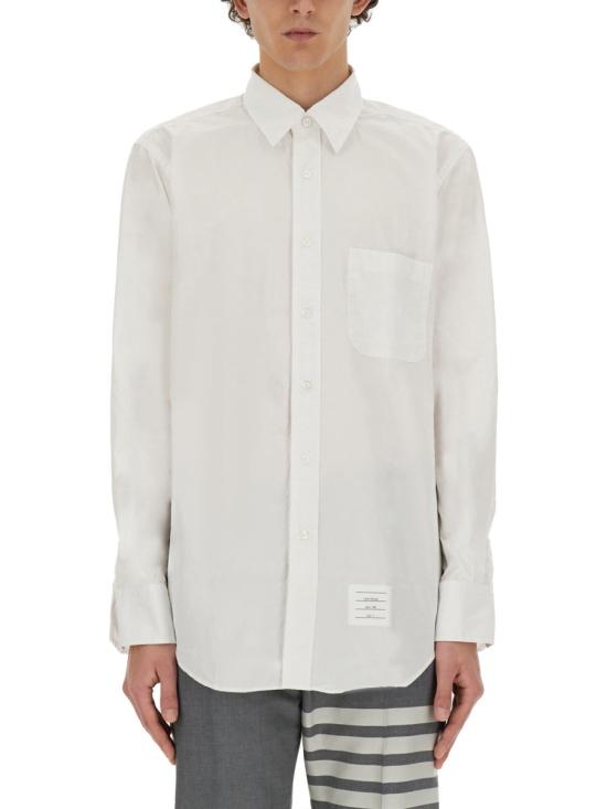  톰브라운 그로그랭 플래킷 솔리드 포플린 셔츠 MWL010E 03113100 WHITE - THOM BROWNE