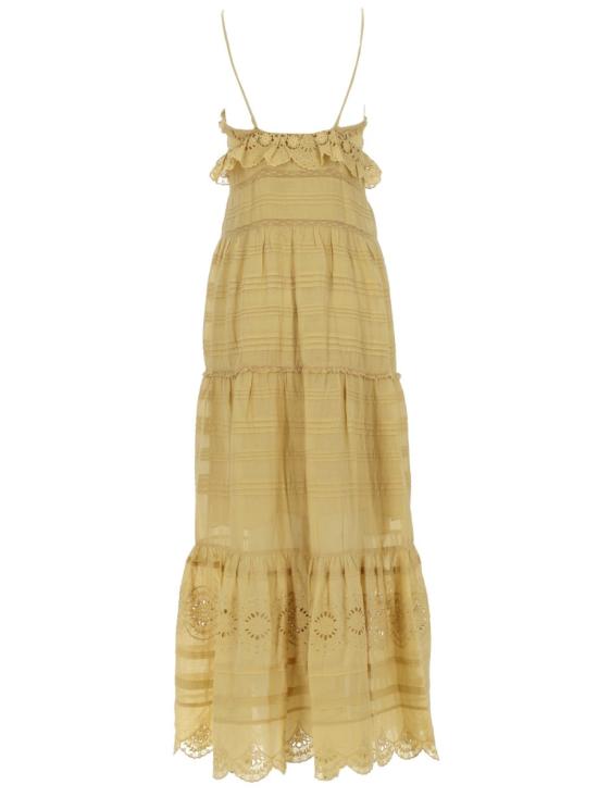 26SS 이자벨마랑에뚜왈 폴 롱 코튼 앤 플로럴 레이스 드레스 RO0951FA D1J05E10LC YELLOW - ISABEL MARANT ETOILE