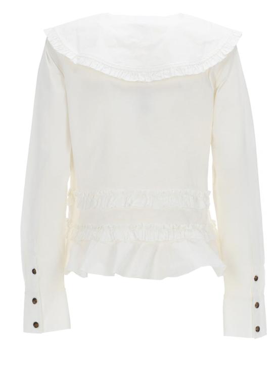 26SS 가니 스트레치 코튼 러플 셔츠 A1040096 ZZ8 WHITE - GANNI
