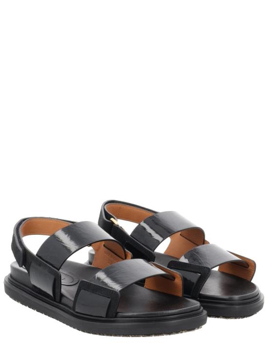 26SS 마르니 퍼스벨트 레더 더블 스트랩 샌들 FBMS018001 P761500N99 BLACK - MARNI