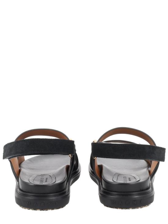 26SS 마르니 퍼스벨트 레더 더블 스트랩 샌들 FBMS018001 P761500N99 BLACK - MARNI