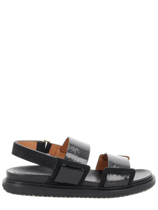 26SS 마르니 퍼스벨트 레더 더블 스트랩 샌들 FBMS018001 P761500N99 BLACK - MARNI