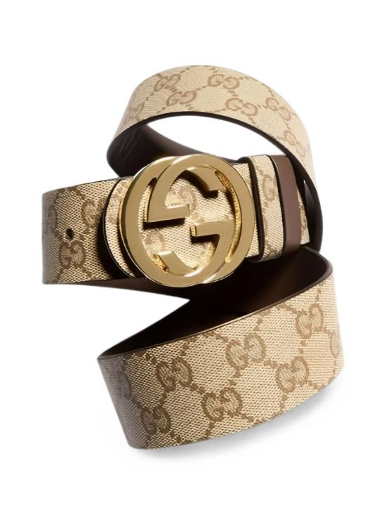 26FW 구찌 GG 캔버스 플레인 레더 리버서블 벨트 876356 AAGRK9751 SAND - GUCCI