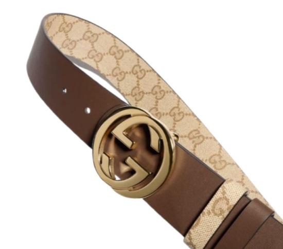 26FW 구찌 GG 캔버스 플레인 레더 리버서블 벨트 876356 AAGRK9751 SAND - GUCCI