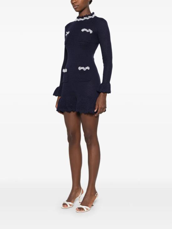 26FW 셀프 포트레이트 미디 원피스 AW26085SAN NAVY BLU - SELF PORTRAIT