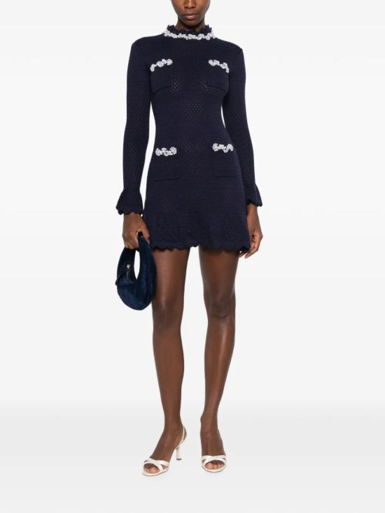26FW 셀프 포트레이트 미디 원피스 AW26085SAN NAVY BLU - SELF PORTRAIT