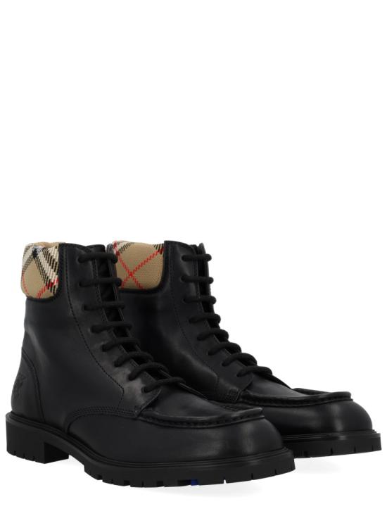 25FW 버버리 레더 로그 컴뱃 부츠 8115599 A1189 BLACK - BURBERRY