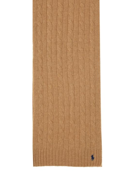 26FW 폴로 랄프로렌 포니 로고 자수 케이블 니트 스카프 455956296 003CAMEL BEIGE