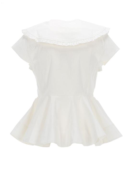 26SS 가니 쇼트 코튼 러플 셔츠 A1040093 151 WHITE - GANNI