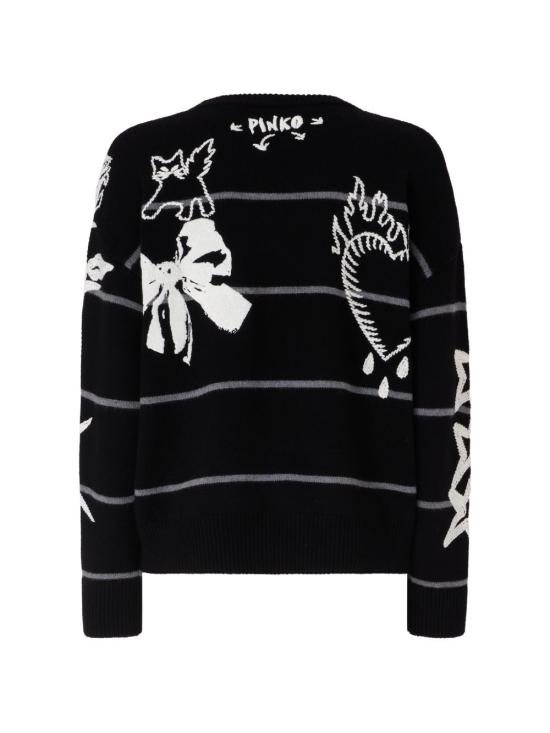 26FW 핑코 스웨터 107502 A2PKZIK NERO GRIGIO BIANCO - PINKO