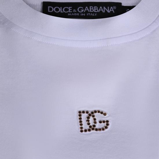 26FW 돌체앤가바나 DG 자수 & 라인스톤 저지 티셔츠 F8V42Z GDDL7W0800 BIANCO - DOLCE & GABBANA