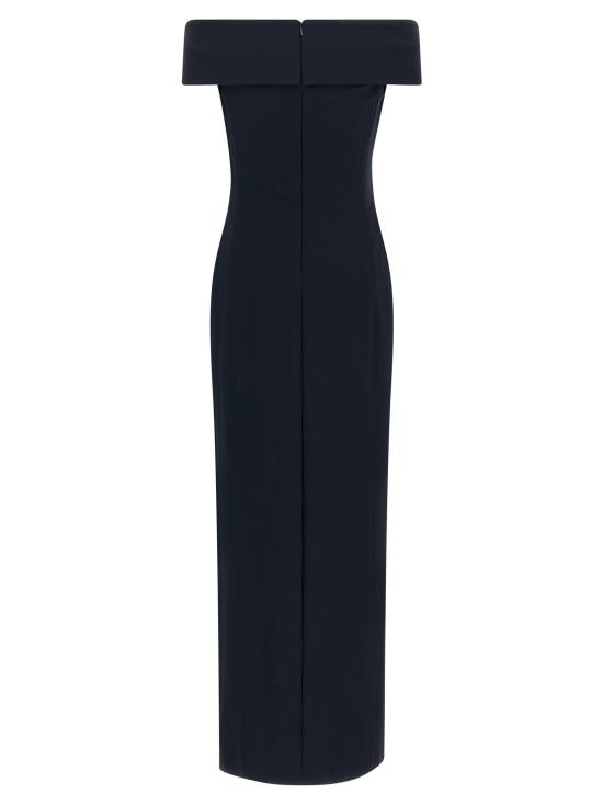 26FW 랄프 로렌 롱 원피스 크로스넥 디자인의 긴 드레스, 블랙 - RALPH LAUREN