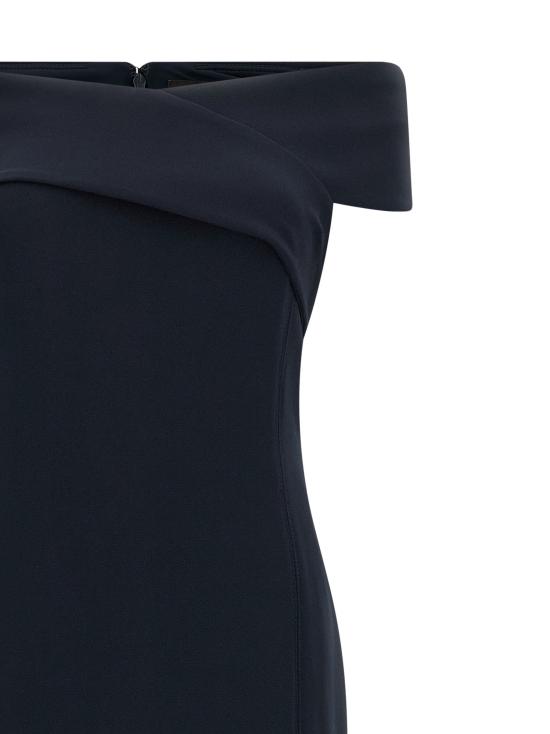 26FW 랄프 로렌 롱 원피스 크로스넥 디자인의 긴 드레스, 블랙 - RALPH LAUREN