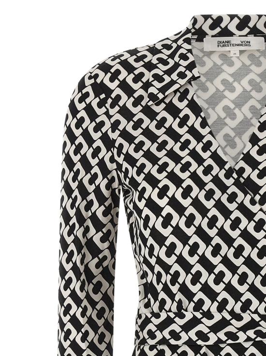26FW 다이앤 본 퍼스텐버그 미디 원피스 새로운 데님  (화이트/블랙) - DIANE VON FURSTENBERG