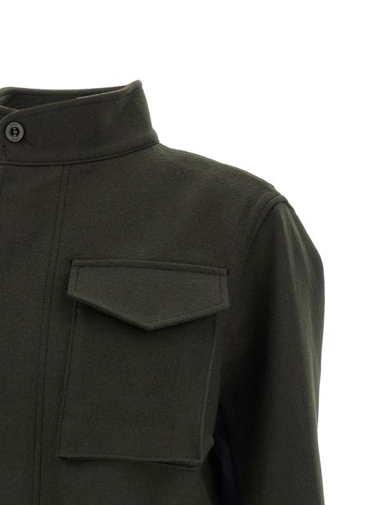 26FW 사카이 패딩 모피 안감이 있는 울 코트  재킷 (녹색) - SACAI