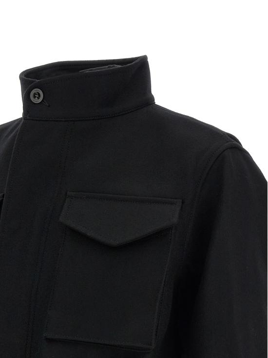 26FW 사카이 패딩 모피 안감이 있는 울 코트,  재킷 (블랙) - SACAI