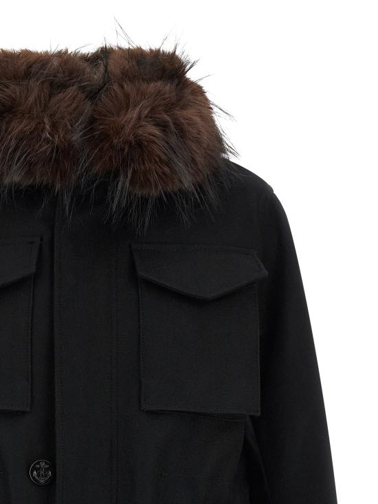 26FW 사카이 패딩 모피 안감이 있는 울 코트,  재킷 (블랙) - SACAI
