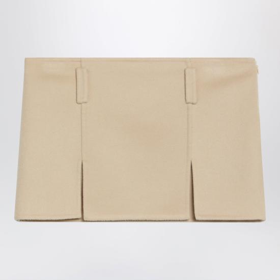 26FW 미우미우 슬릿 울 캐시미어 미니 스커트 슬릿 울 캐시미어 미니 스커트 MG2750OOO15Q8 Beige