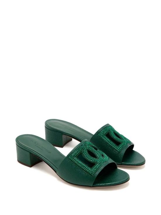 26SS 돌체앤가바나 스웨이드 라인스톤 도핀 카프스킨 뮬 CR1938A02178S353 GREEN - DOLCE & GABBANA