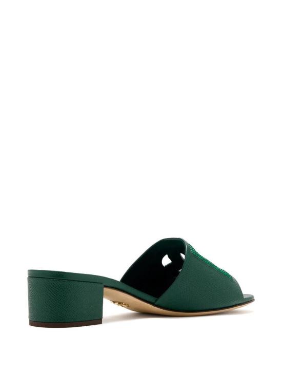 26SS 돌체앤가바나 스웨이드 라인스톤 도핀 카프스킨 뮬 CR1938A02178S353 GREEN - DOLCE & GABBANA
