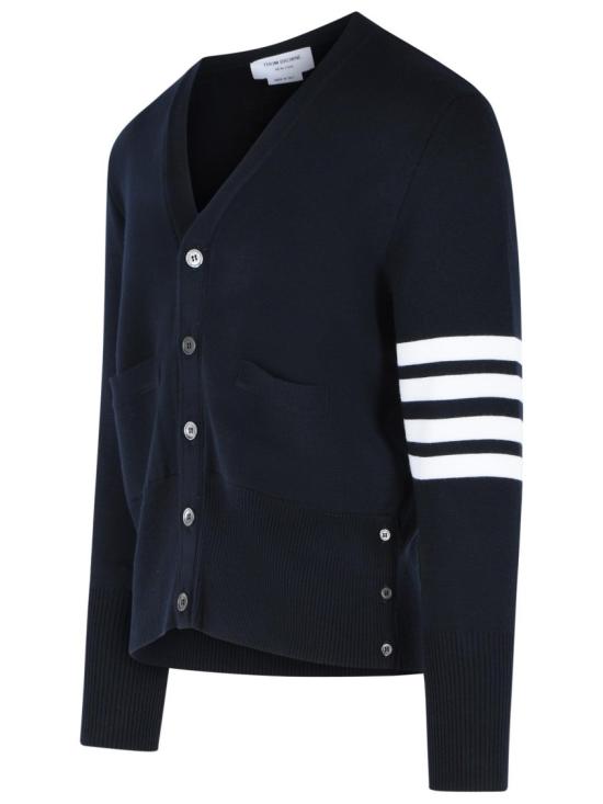  톰브라운 울 4바 브이넥 가디건 MKC160A 00014 415 Blue - THOM BROWNE