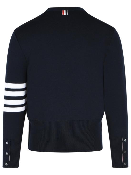  톰브라운 울 4바 브이넥 가디건 MKC160A 00014 415 Blue - THOM BROWNE