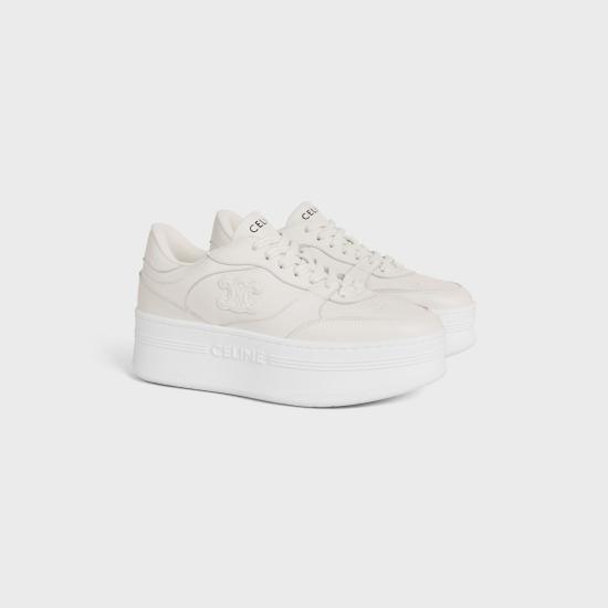 26FW 셀린느 카프스킨 트리옹프 패치 블록 웨지 스니커즈 366475189C 01OP OPTIC WHITE DOM - CELINE