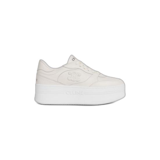 26FW 셀린느 카프스킨 트리옹프 패치 블록 웨지 스니커즈 366475189C 01OP OPTIC WHITE DOM