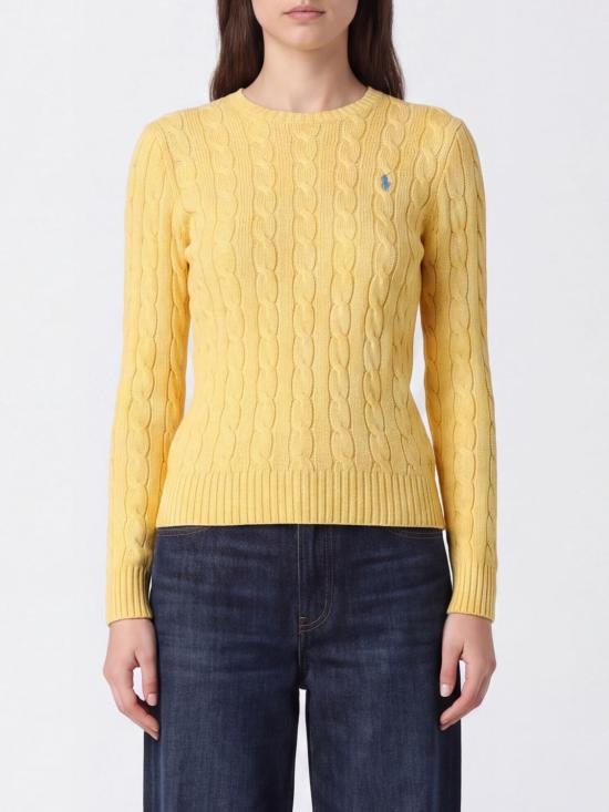 26FW 폴로 랄프로렌 폴로 자수 케이블 니트 스웨터 211971865 007 Yellow