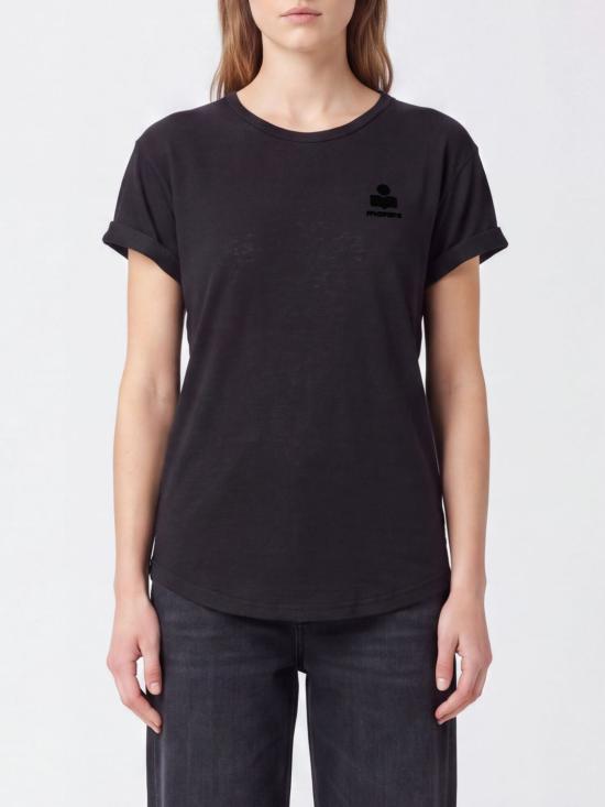 26FW 이자벨마랑에뚜왈 콜디아 플록 리넨 티셔츠 TS0315FAA1N09E 01BK Black