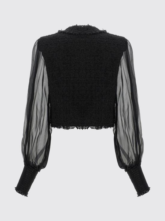 26FW 발망 크롭 트위드 모슬린 재킷 HF1SK911MI74 EAP Black - BALMAIN