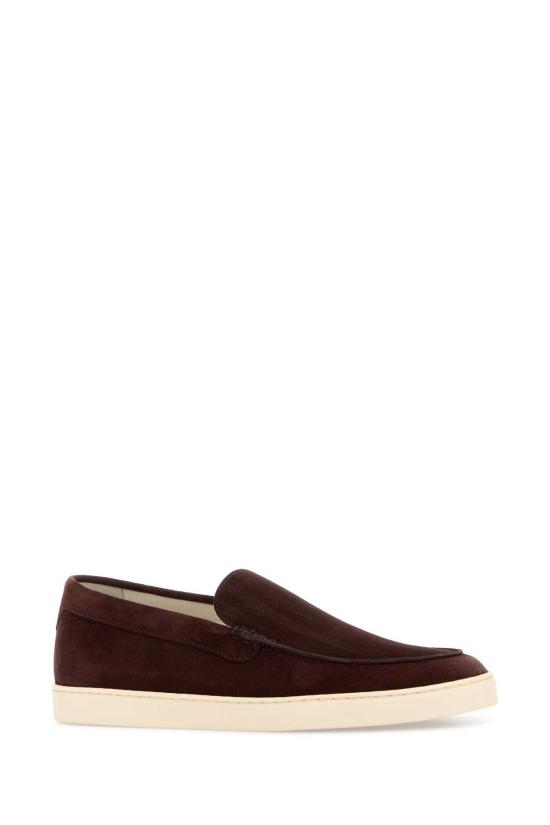 26FW 브루넬로 쿠치넬리 로퍼 스타일 셰브런 패턴 스웨이드 스니커즈 MZUHVSP335 C4230 Brown - BRUNELLO CUCINELLI