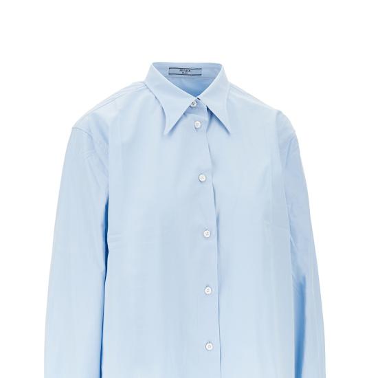 26FW 프라다 오버사이즈 코튼 포플린 셔츠 P482JRSOOO126L Blue - PRADA