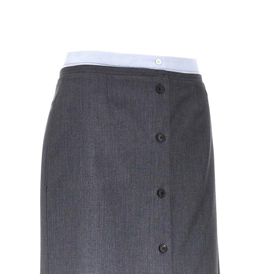 26FW 프라다 더블 레이어 미디 스커트 더블 레이어 미디 스커트 P169ISOOO6106 Grey - PRADA