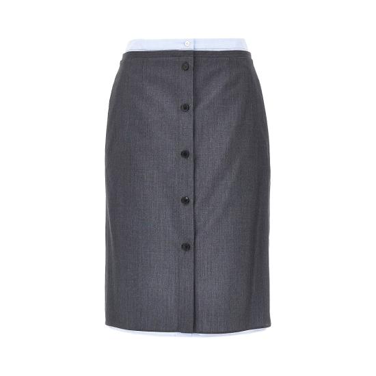 26FW 프라다 더블 레이어 미디 스커트 더블 레이어 미디 스커트 P169ISOOO6106 Grey
