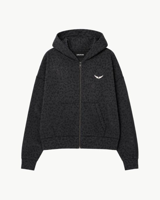  자딕앤볼테르 후드 티셔츠 Zadig & Voltaire Swee Zip Mo 애니멀리어  카본