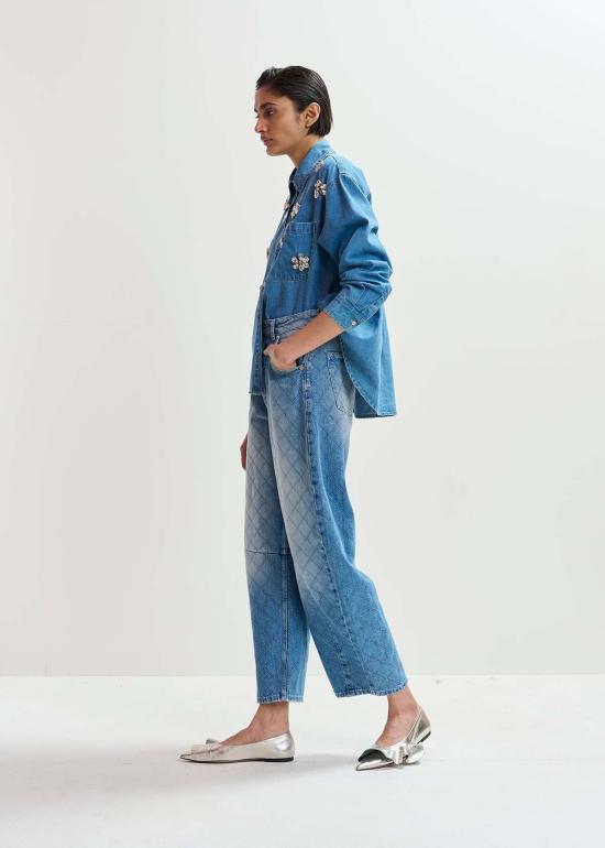  에센셜앤트워프 데님 팬츠 Essentiel Antwerp Katsu 배럴 레그 진 아쿠아마린 - ESSENTIEL ANTWERP
